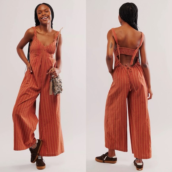 Free People Pants - Free People Drifting Dreams Striped One-Piece Women's Medium